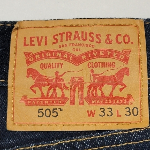 NEW Levi's Men's 505 Regular Straight Leg Sz 33X30 Dark Wash Denim Blue Jeans - Picture 11 of 16